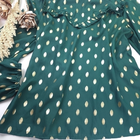 Green Gold Metallic Top Sz XL - Picture 12 of 13